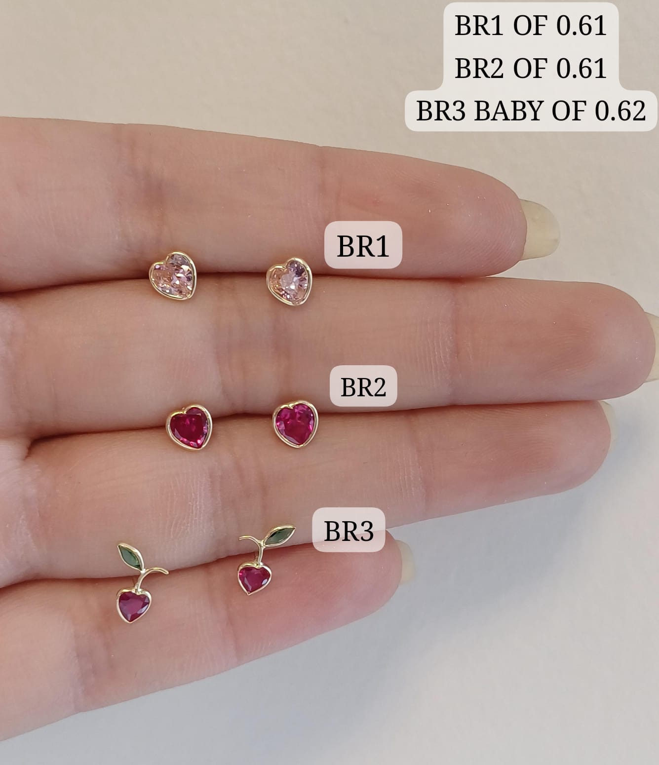 Brinco Coração Rosa Luz - 0.61g